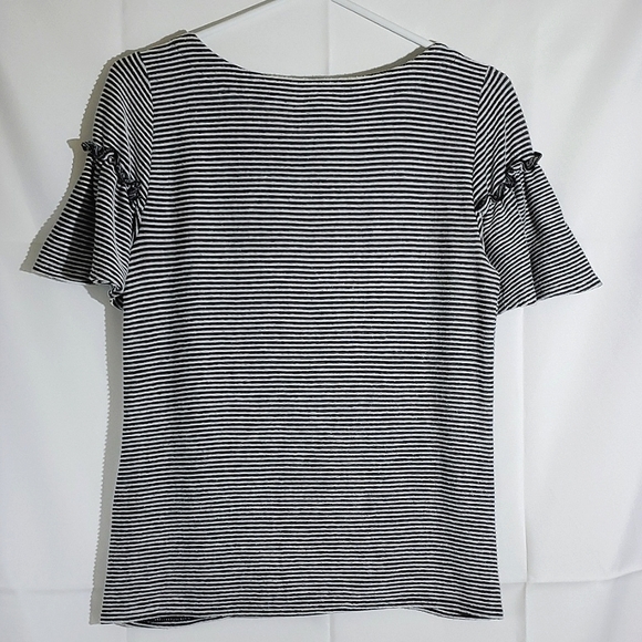 CeCe Black and White Striped Bell Sleeve TShirt - Size Small - Picture 7 of 12